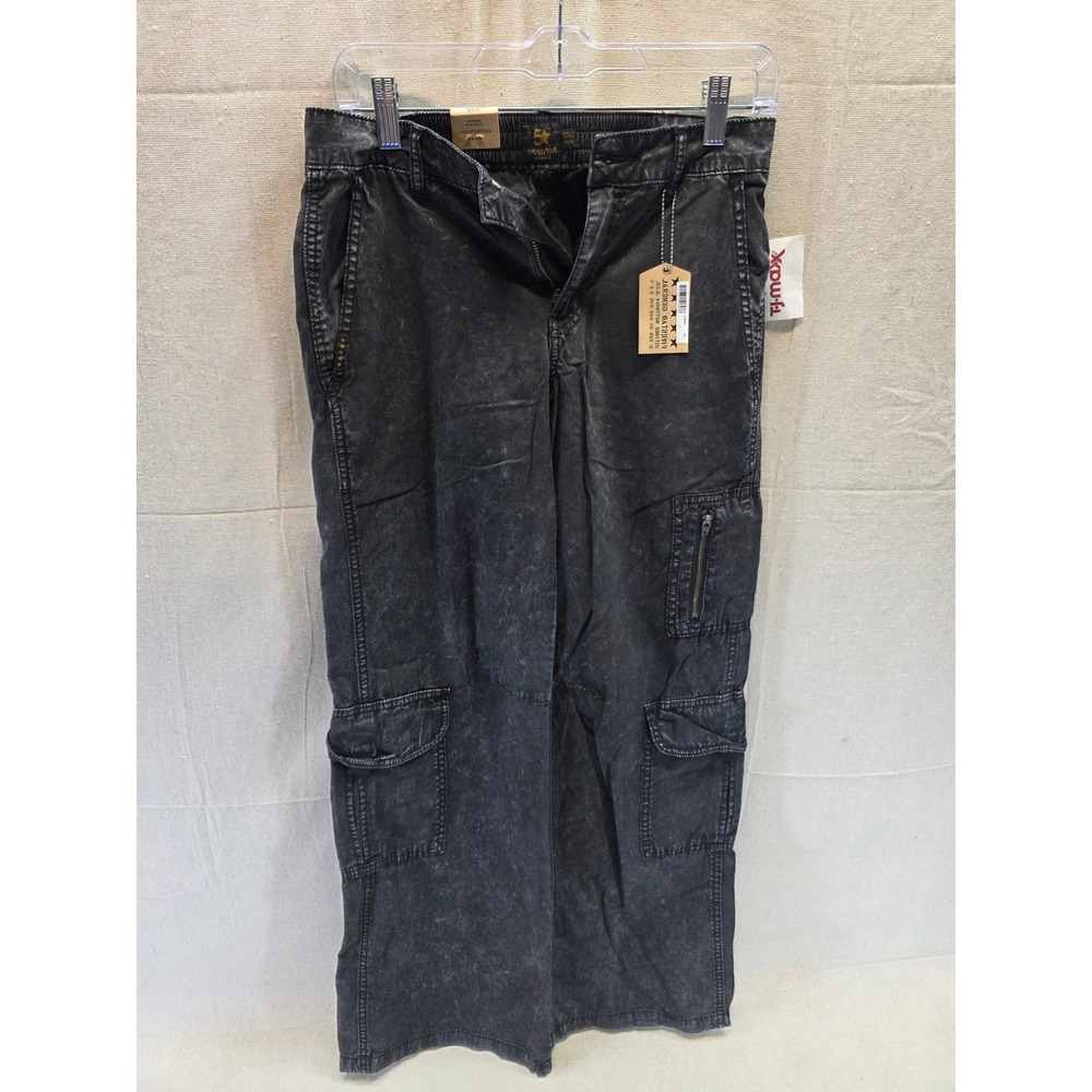 Fivestar General East Side Wide Leg Cargo Pants Black Acid Wash Twill 1/25 NEW